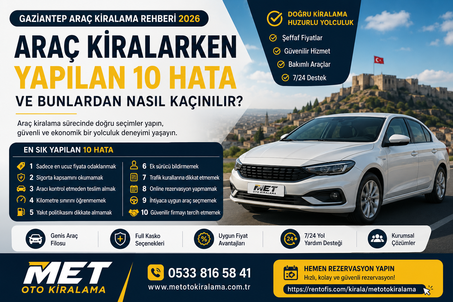 Gaziantep Araç Kiralama Rehberi 2026 Araç Kiralarken Yapılan 10 Hata